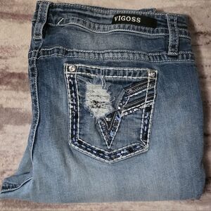 Vigoss Mid-rise Capri Jeans – Rhinestone Embellished Flap Pocket  – Women’s 18